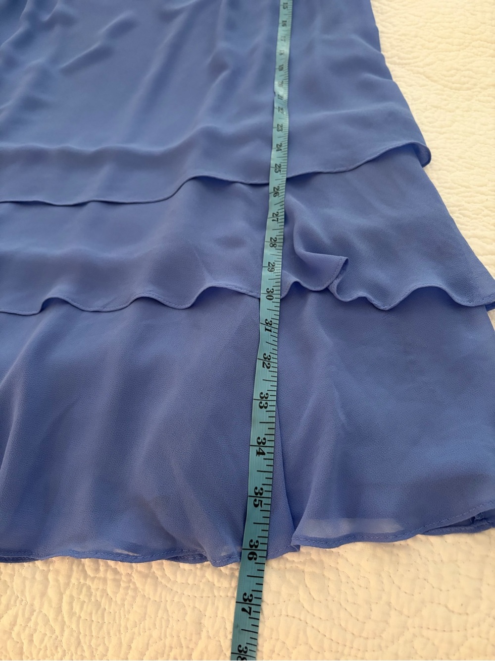 Lauren Ralph Lauren Periwinkle Sleeveless Tiered Chiffon High-Low Dress size 12 - Picture 4 of 6
